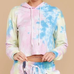 Tie Dye Pastel Paint Splatter Cropped Hoodie Sweatshirt